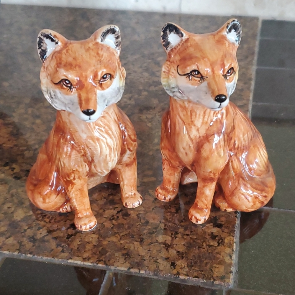Ceramic Salt & Pepper Shakers Fox